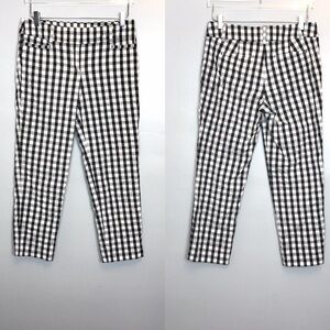 Loft Original Ankle Pant Black/White Gingham Sz 4